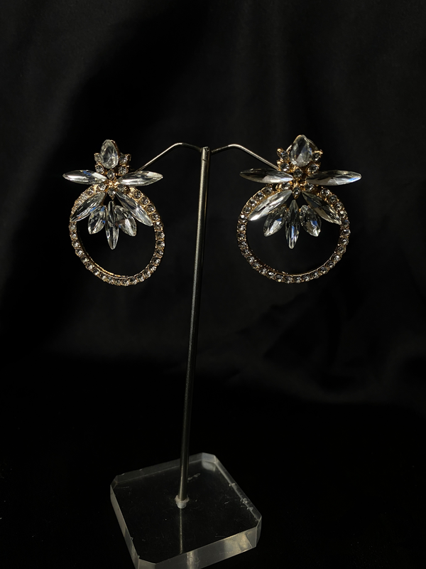 Silver-Toned Hoop Earrings With Crystals