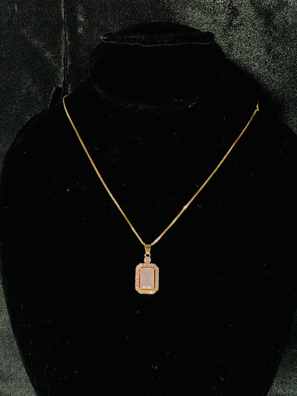 Royal Blush Pink Stone Pendant Necklace