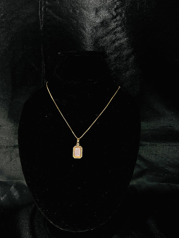 Royal Blush Pink Stone Pendant Necklace