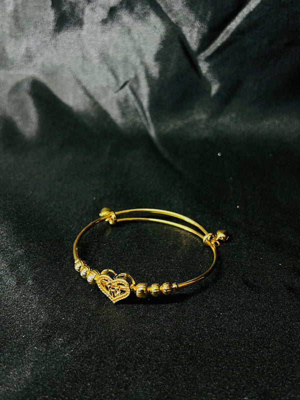 Gold-Plated Bangle With Heart Charm