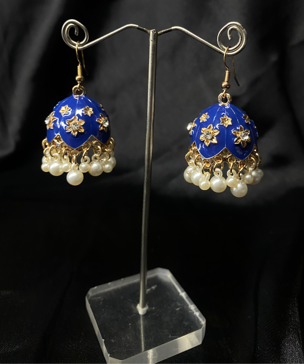 Oxidized Navy Blue Bell Jhumki