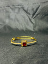 Gold-Plated Bangle with Red & White Crystals