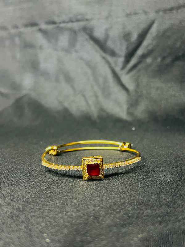 Gold-Plated Bangle with Red & White Crystals