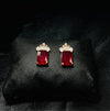 Regal Crystal Drop Earrings in Red Finish