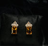 Amber Crystal Drop Earrings in Gold Finish
