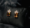 Amber Crystal Drop Earrings in Gold Finish
