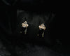 Black Crown Crystal Drop Earrings in Gold Tone