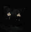 Black Crown Crystal Drop Earrings in Gold Tone