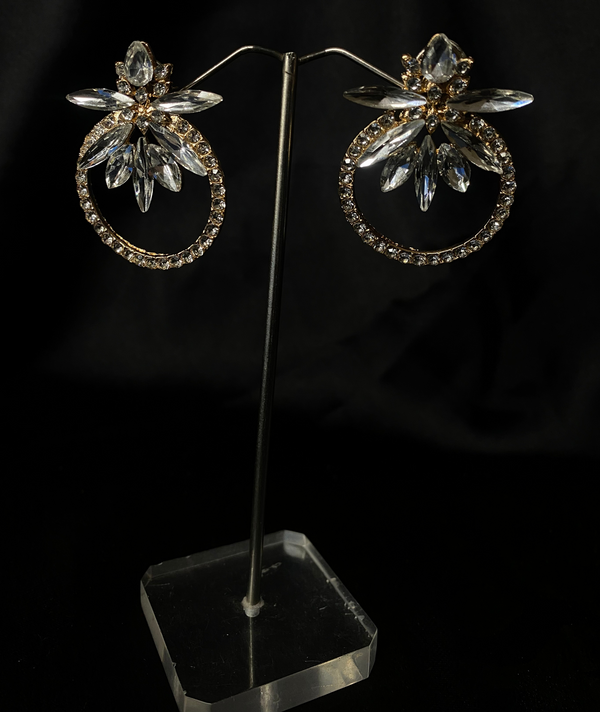 Silver-Toned Hoop Earrings With Crystals