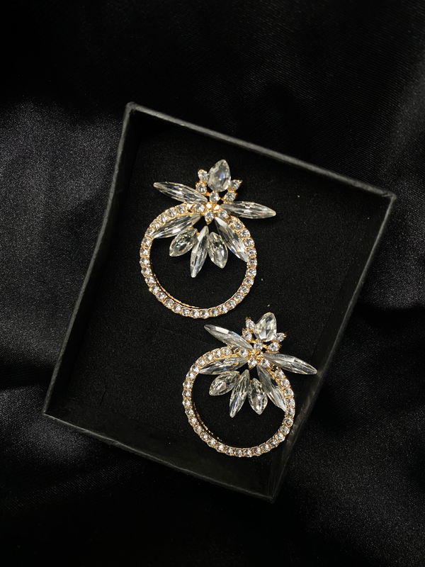 Silver-Toned Hoop Earrings With Crystals