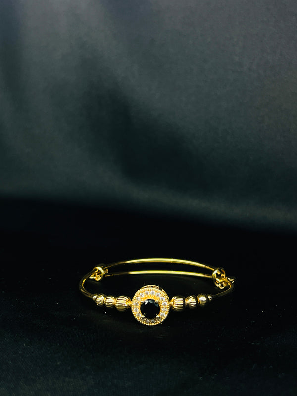 Gold-Plated Bangle with Black & White Crystals
