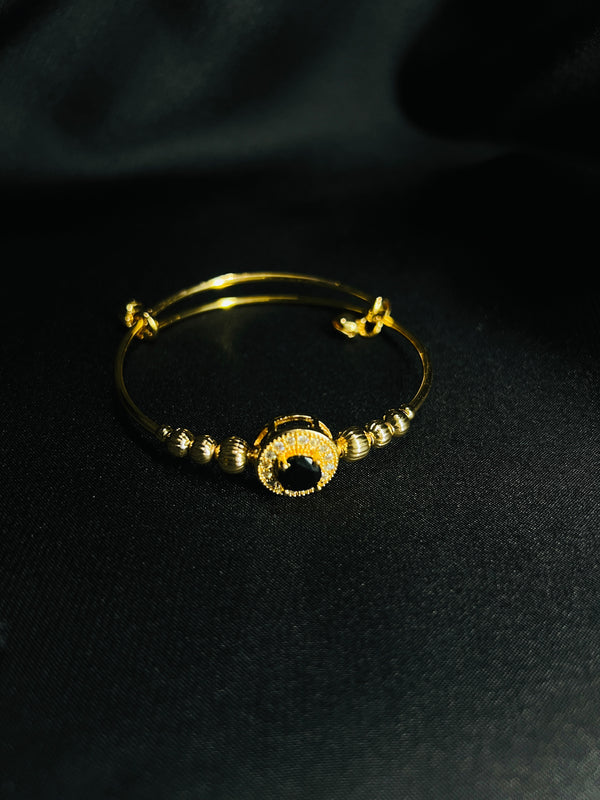 Gold-Plated Bangle with Black & White Crystals