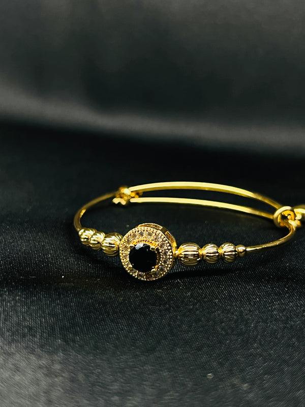 Gold-Plated Bangle with Black & White Crystals