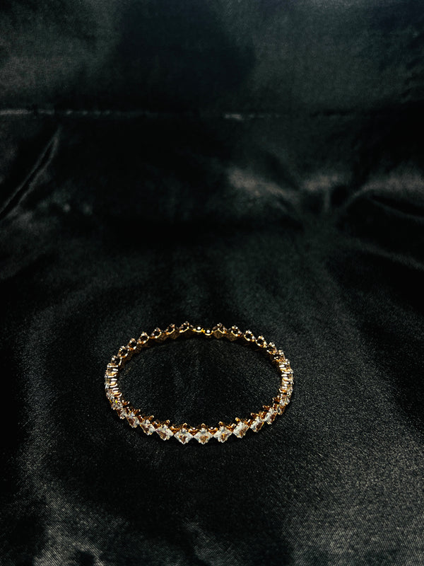 Gold-Toned Tennis Bracelet With Silver Stones