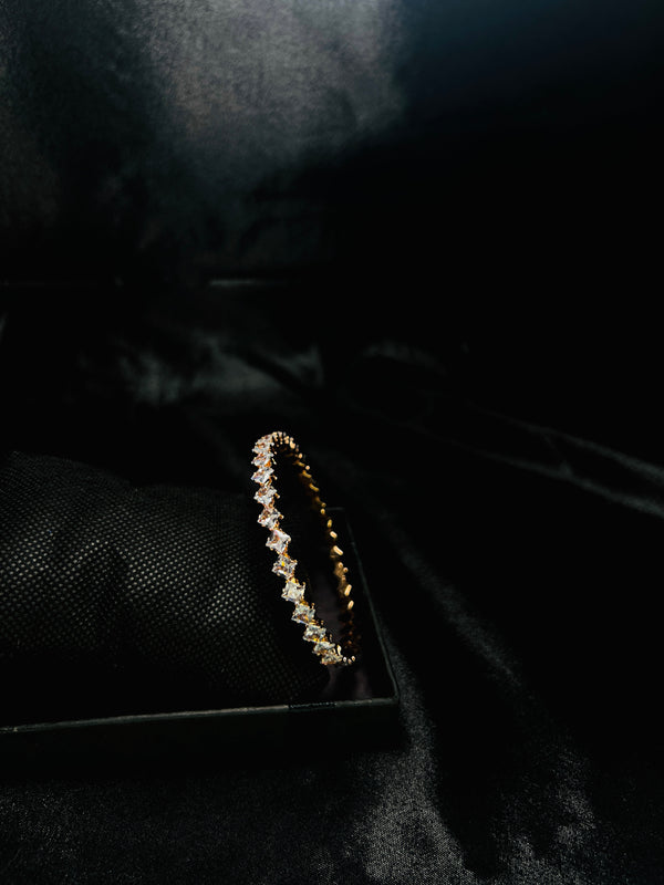 Gold-Toned Tennis Bracelet With Silver Stones