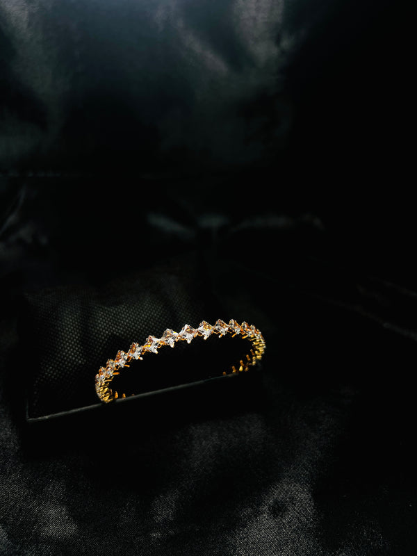 Gold-Toned Tennis Bracelet With Silver Stones