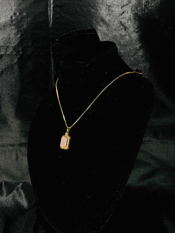 Royal Blush Pink Stone Pendant Necklace