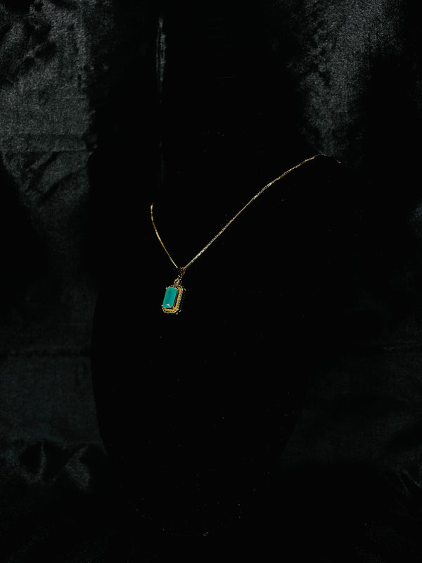 Royal Teal Green Stone Pendant Necklace