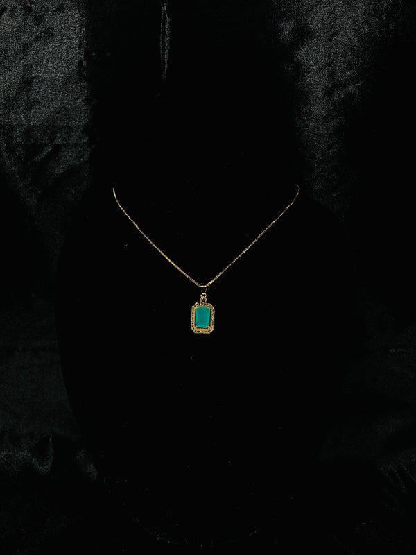Royal Teal Green Stone Pendant Necklace