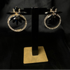 Gold-Toned Hoop Earrings With Black Crystals
