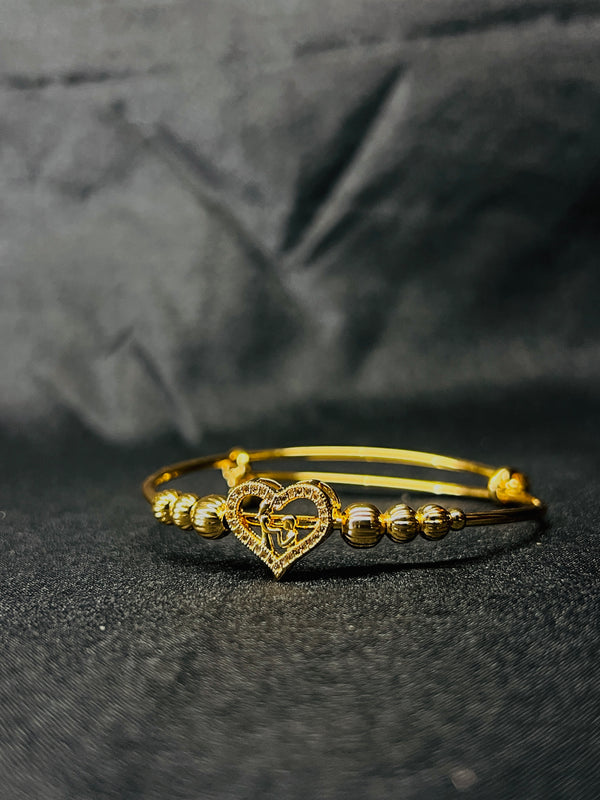Gold-Plated Bangle With Heart Charm