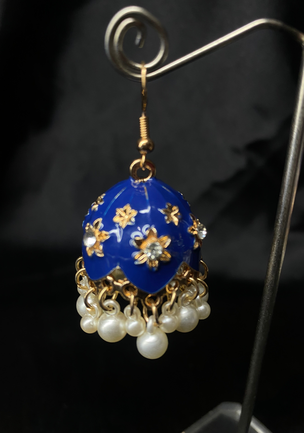 Oxidized Navy Blue Bell Jhumki