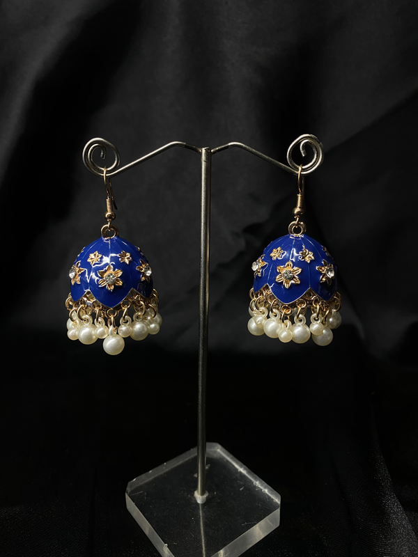 Oxidized Navy Blue Bell Jhumki