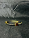 Gold-Plated Bangle with Red & White Crystals