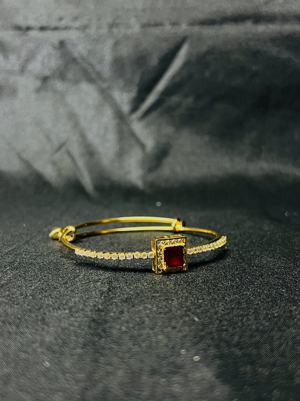 Gold-Plated Bangle with Red & White Crystals