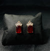 Regal Crystal Drop Earrings in Red Finish