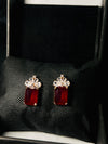 Regal Crystal Drop Earrings in Red Finish