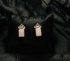 Blush Pink Crown Drop Earrings in Gold Tone