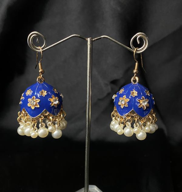 Oxidized Navy Blue Bell Jhumki