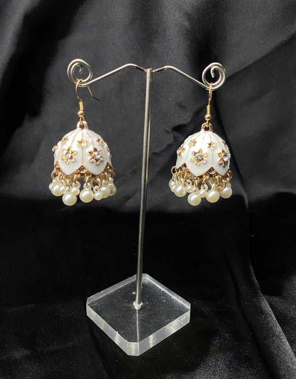 Oxidized White Bell Jhumki
